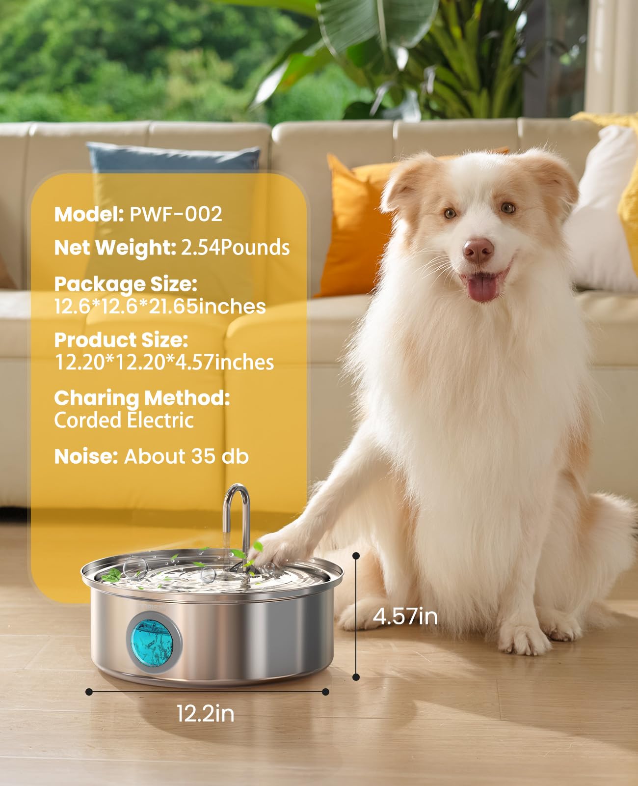 Oneisall dog fountain emergency reserve lid ensures water during outages.