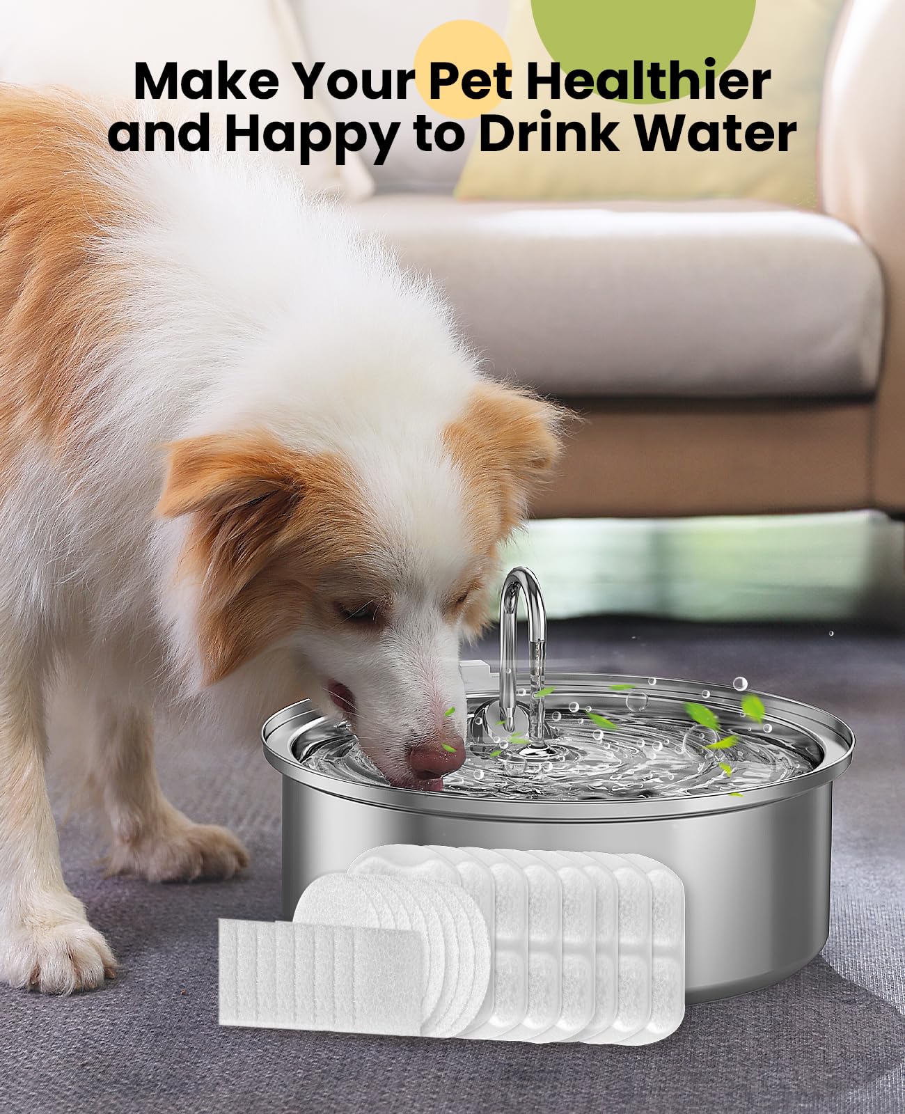 oneisall dog fountain LED low-water indicator helps quick refills