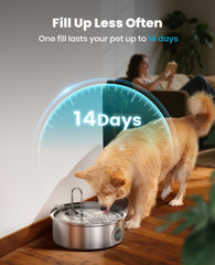 Oneisall dog fountain visual water level window indicates remaining water for timely refills.