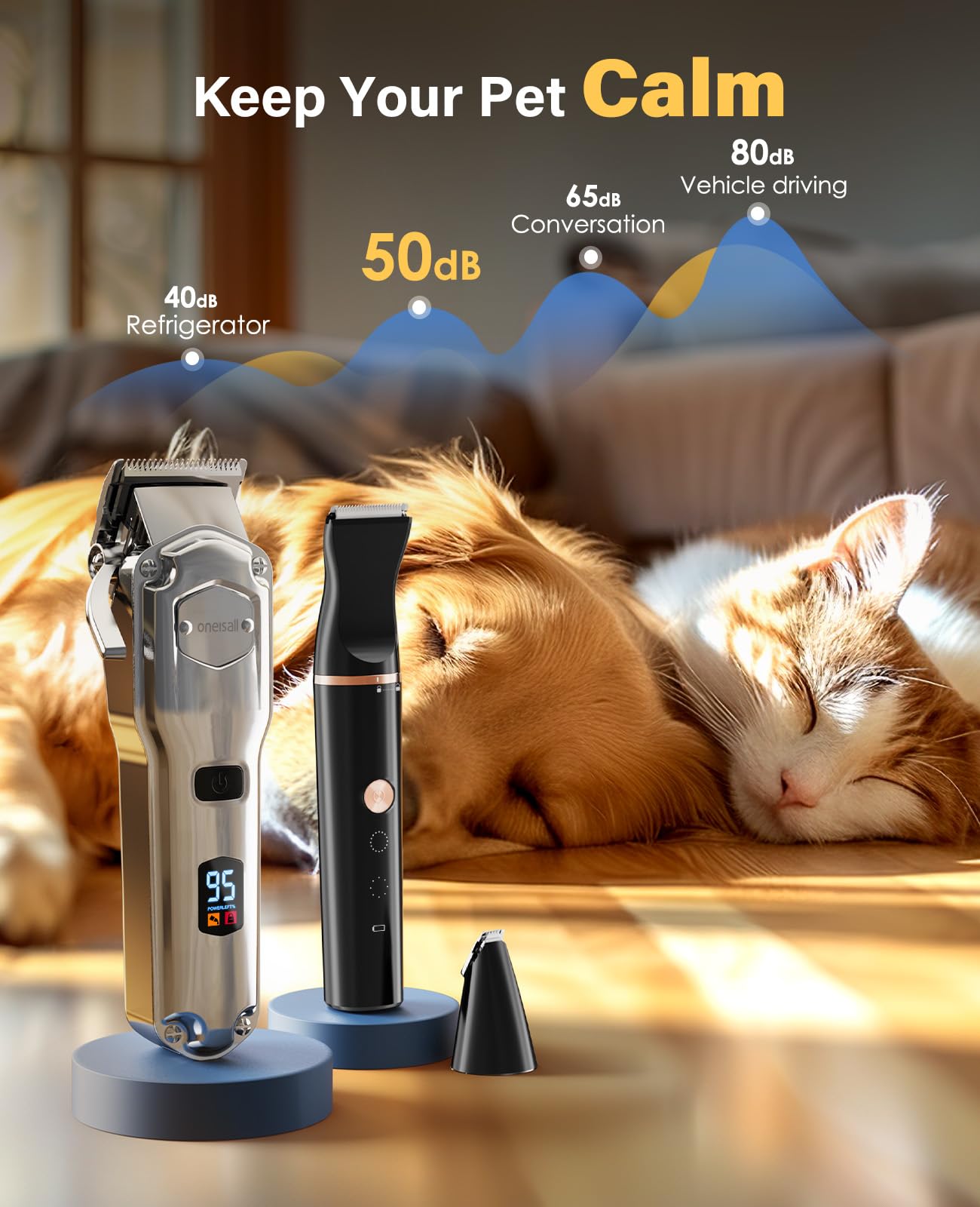 Oneisall dog grooming kit 2000mAh battery powers long cordless sessions