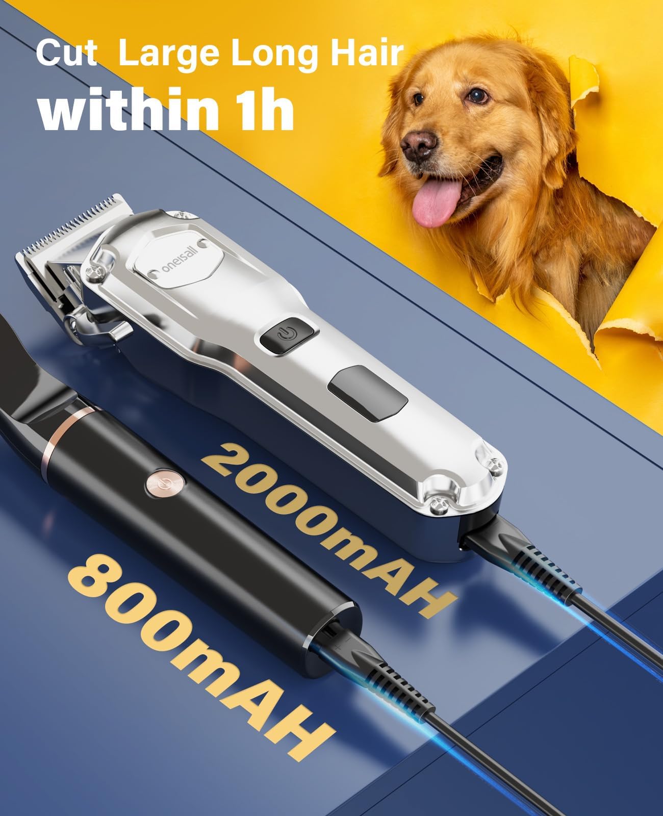 Oneisall dog grooming kit low-noise operation keeps pets calm during grooming