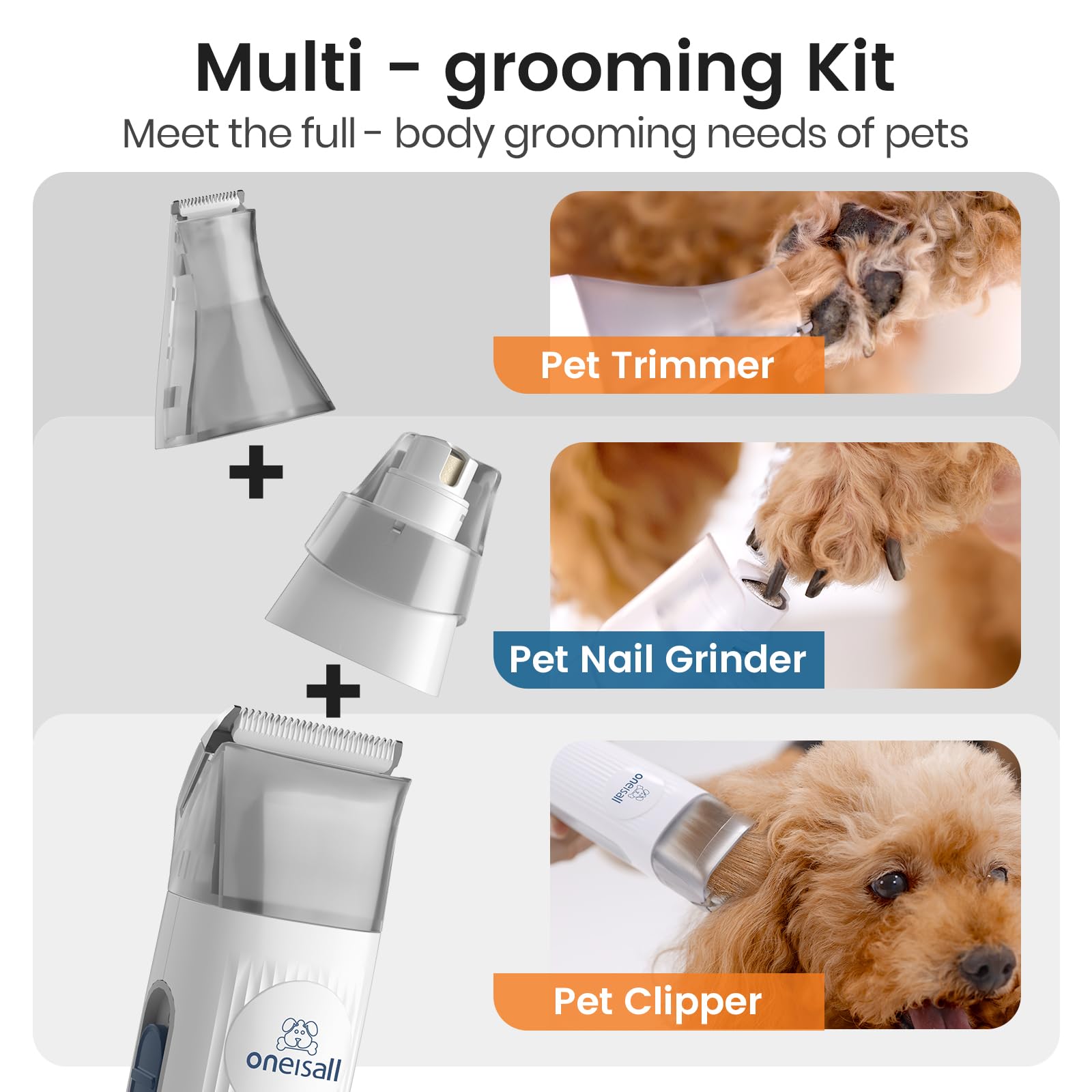 oneisall dog grooming vacuum extended hose image offers flexible grooming in large spaces.