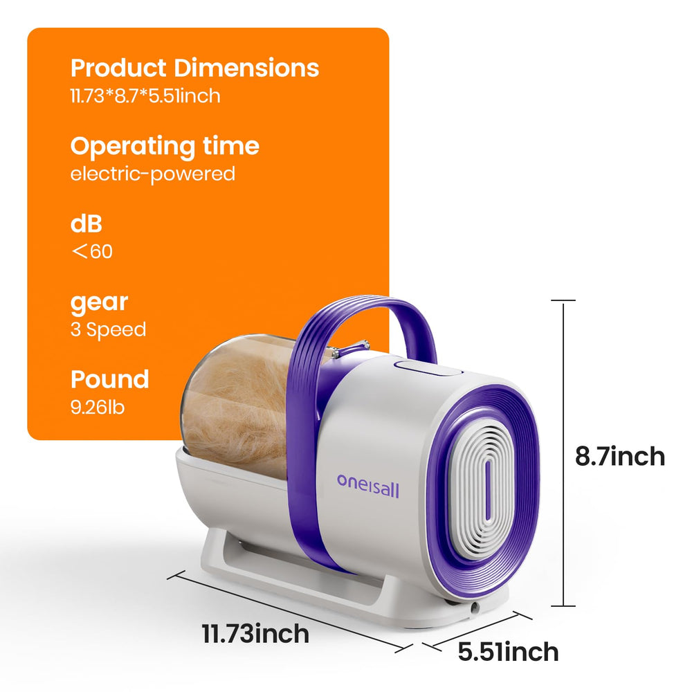 Oneisall dog grooming vacuum hair suction on carpet and sofa for cleaner surfaces