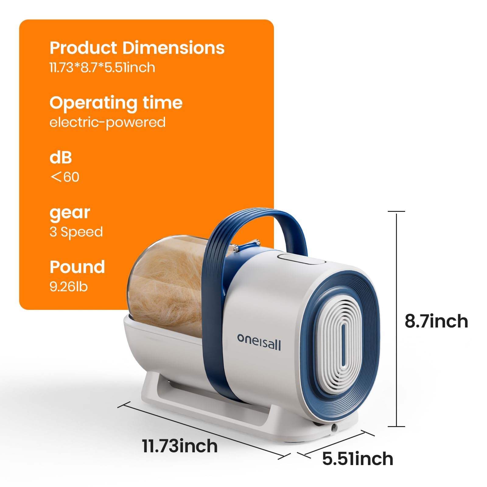 oneisall dog grooming vacuum in use in yard image demonstrates outdoor grooming flexibility.