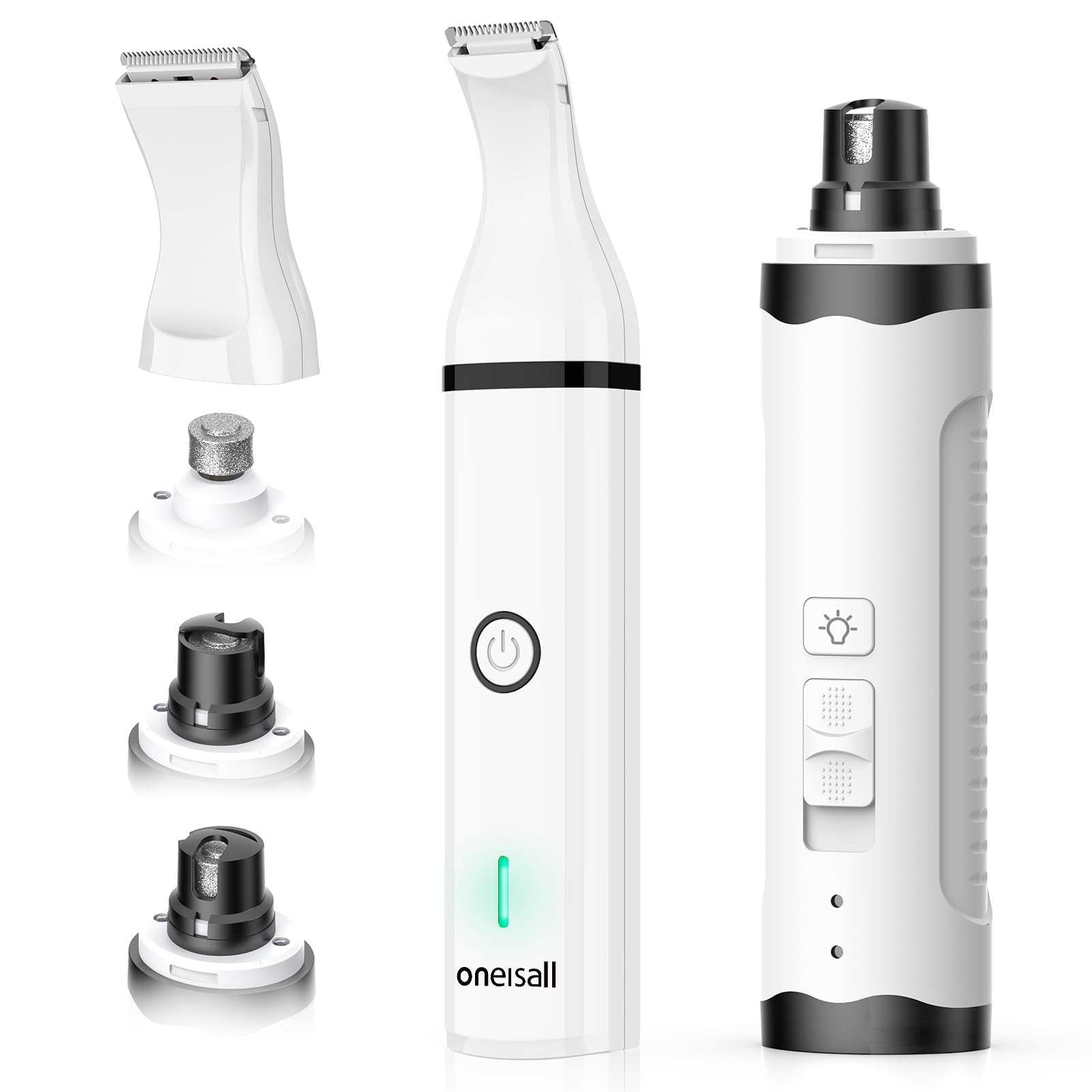 oneisall dog nail grinder 360-degree head enables precise nail care