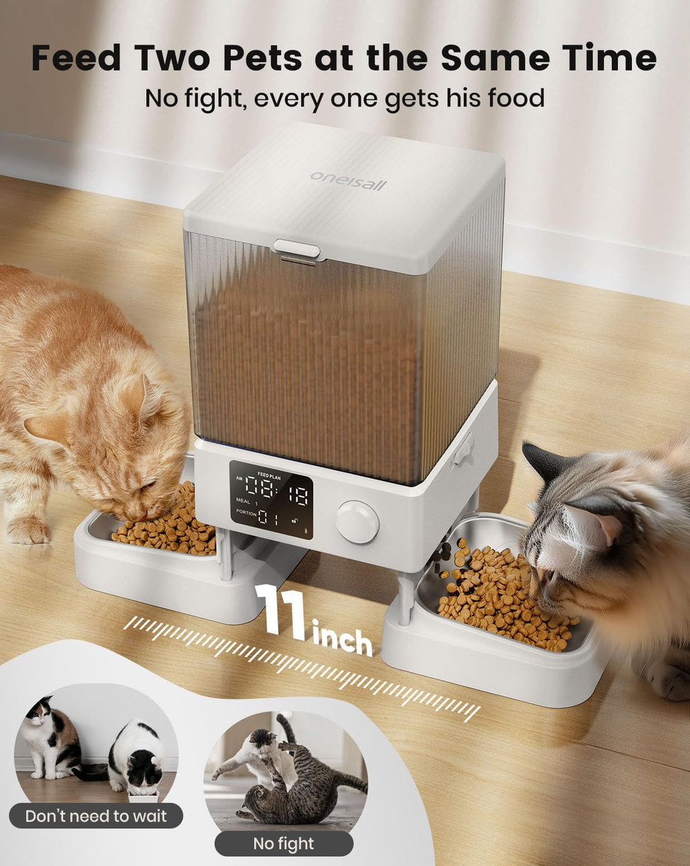 oneisall easy dial setup cat feeder simplifies scheduling meals with intuitive control