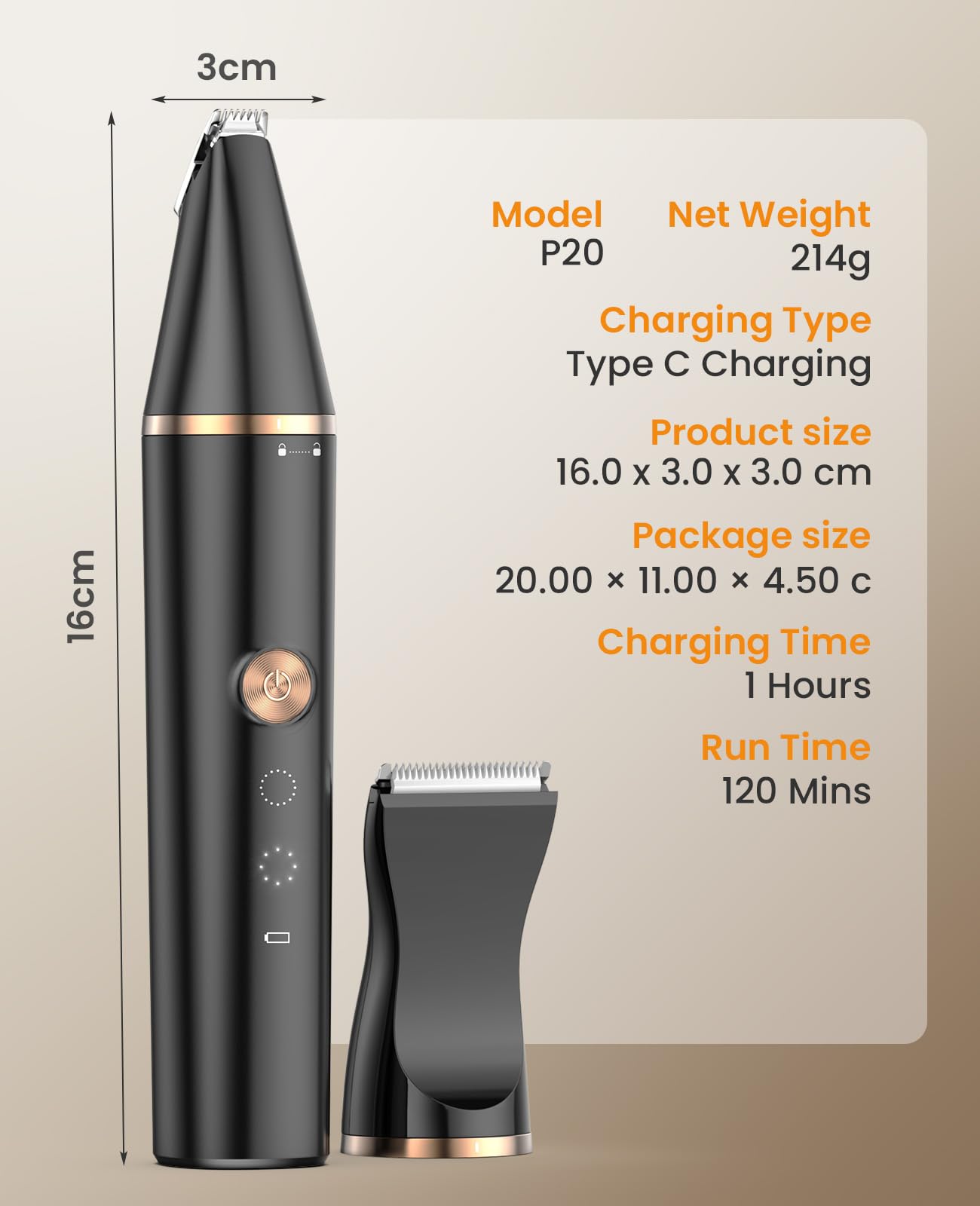 Oneisall compact ergonomic handle fits comfortably during longer grooming sessions.