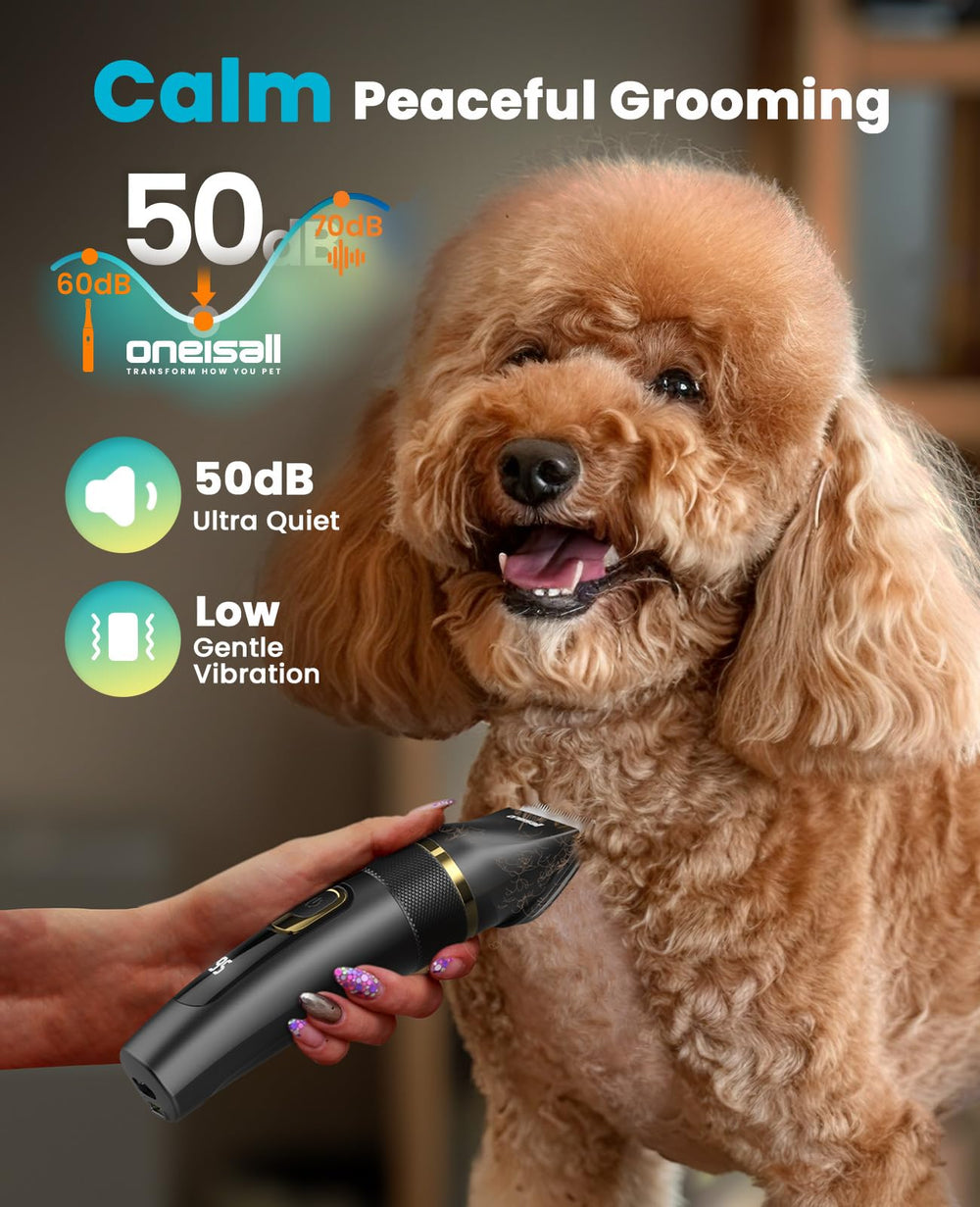 Oneisall low-noise motor in action for stress-free grooming.