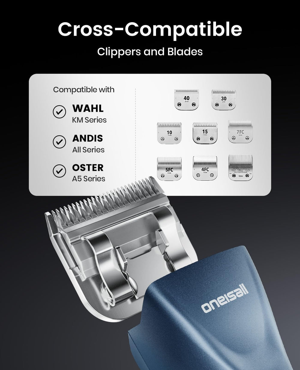 oneisall low-noise-motor keeps pets calm during grooming sessions.