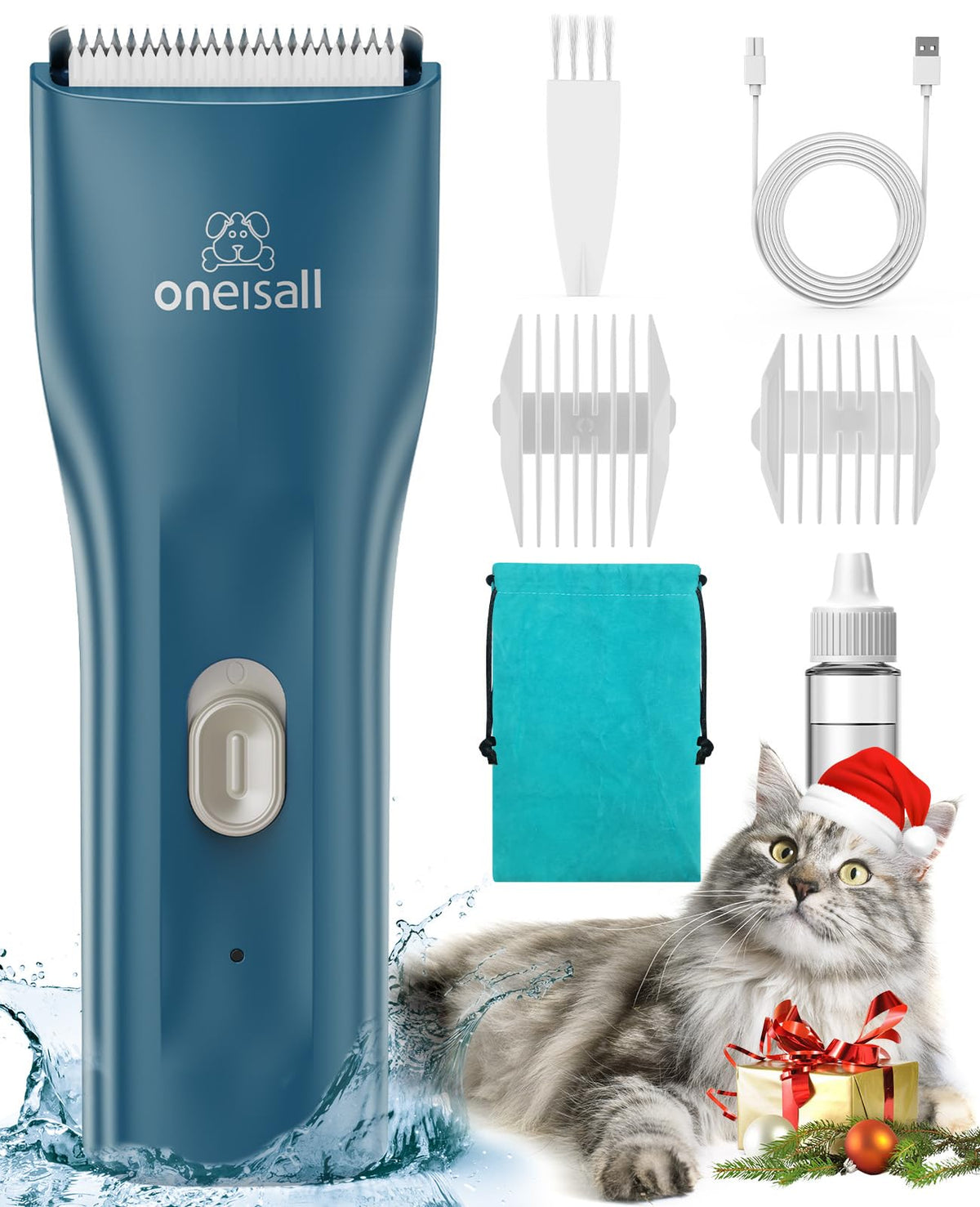 Oneisall pet clipper front view showing compact design for easy trimming