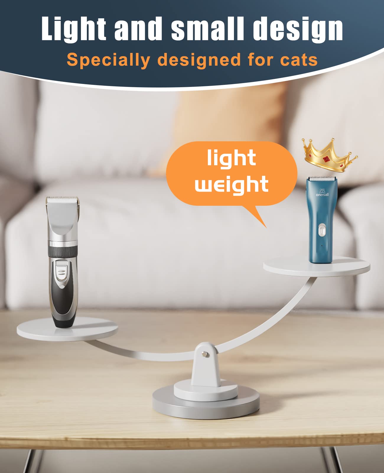 Oneisall pet clipper USB rechargeable for cordless grooming