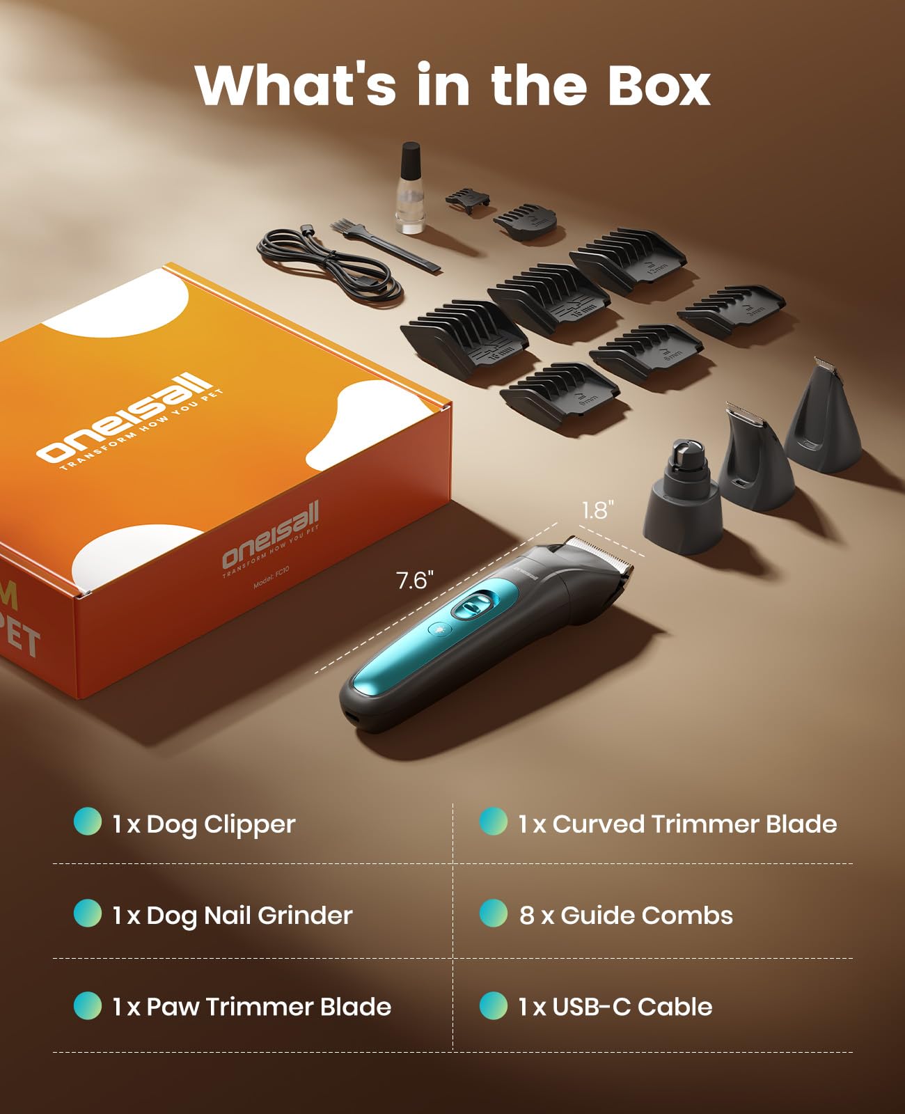 oneisall professional dog grooming kit eight guide combs expand trimming options.