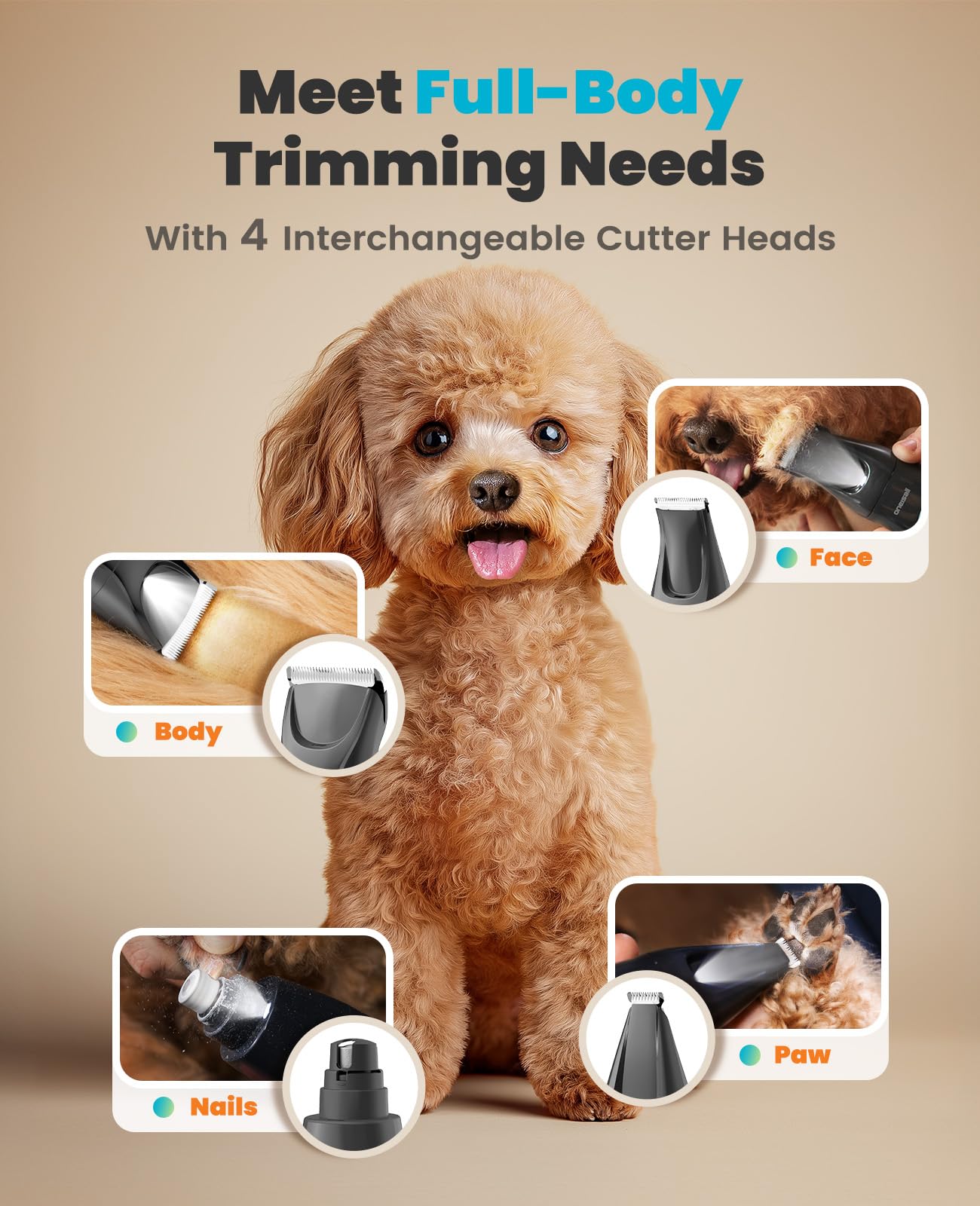 oneisall professional dog grooming kit LED light for precise trimming.