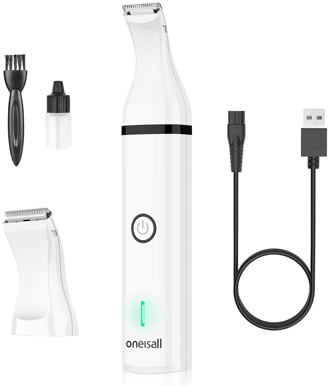 Oneisall replacement double blade in packaging enables easy swap for quieter grooming.