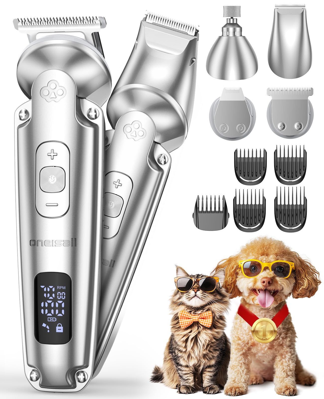 Oneisall small dog clippers front view for gentle, quiet grooming
