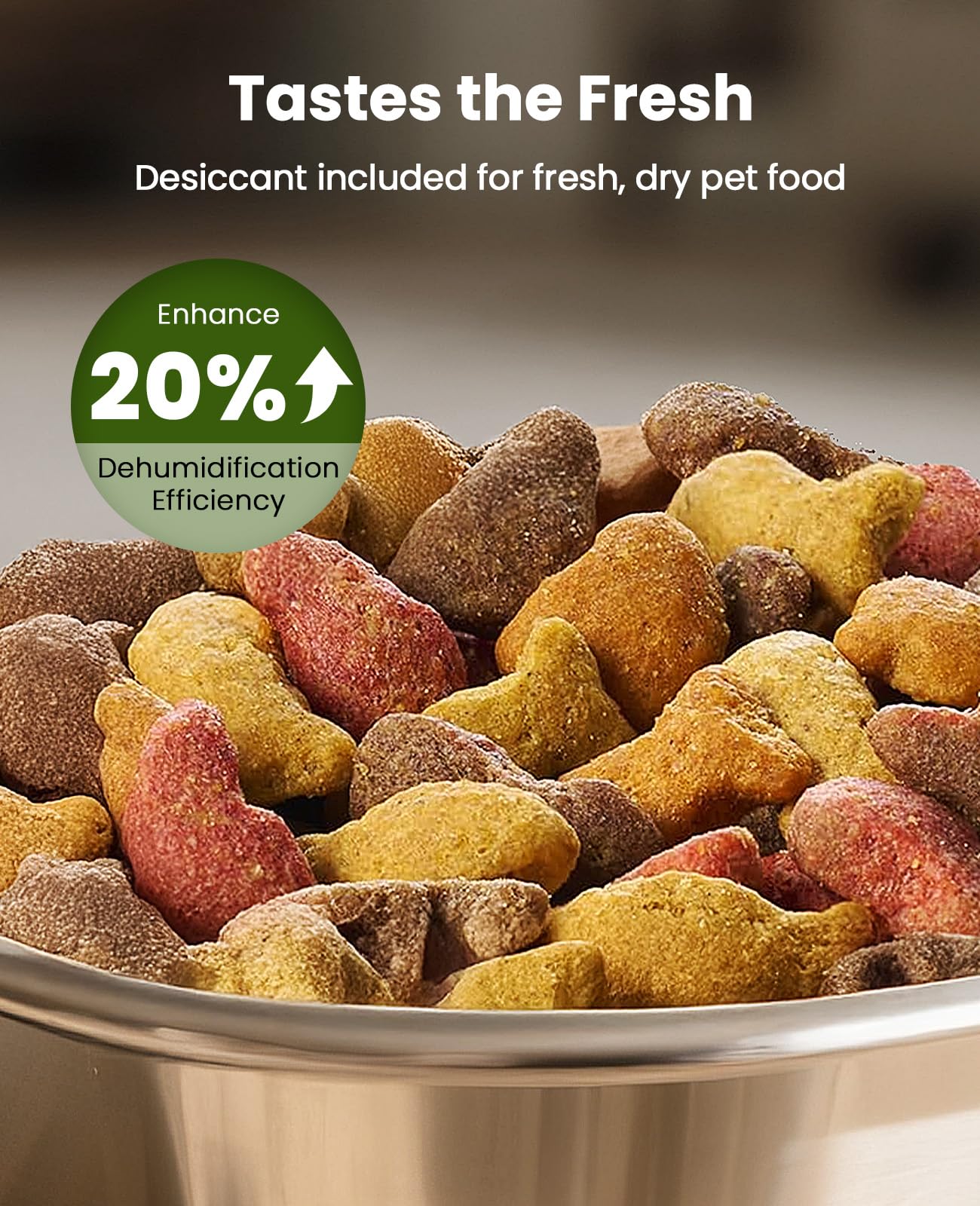 OneIsAll stay-fresh desiccants compartment preserves kibble crunch