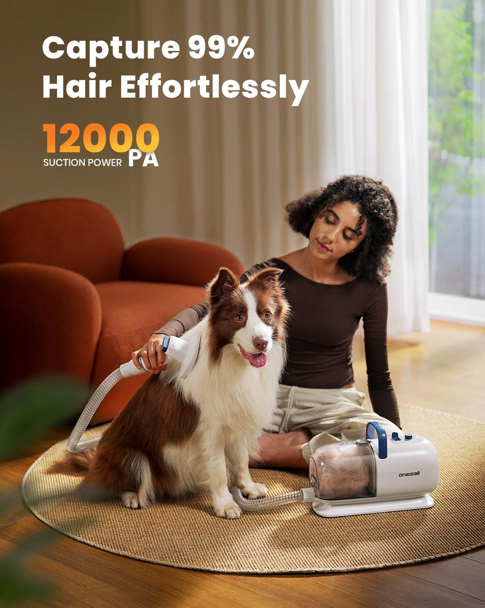oneisall suction-and-hair-at-source shows clean mid-groom cleanup