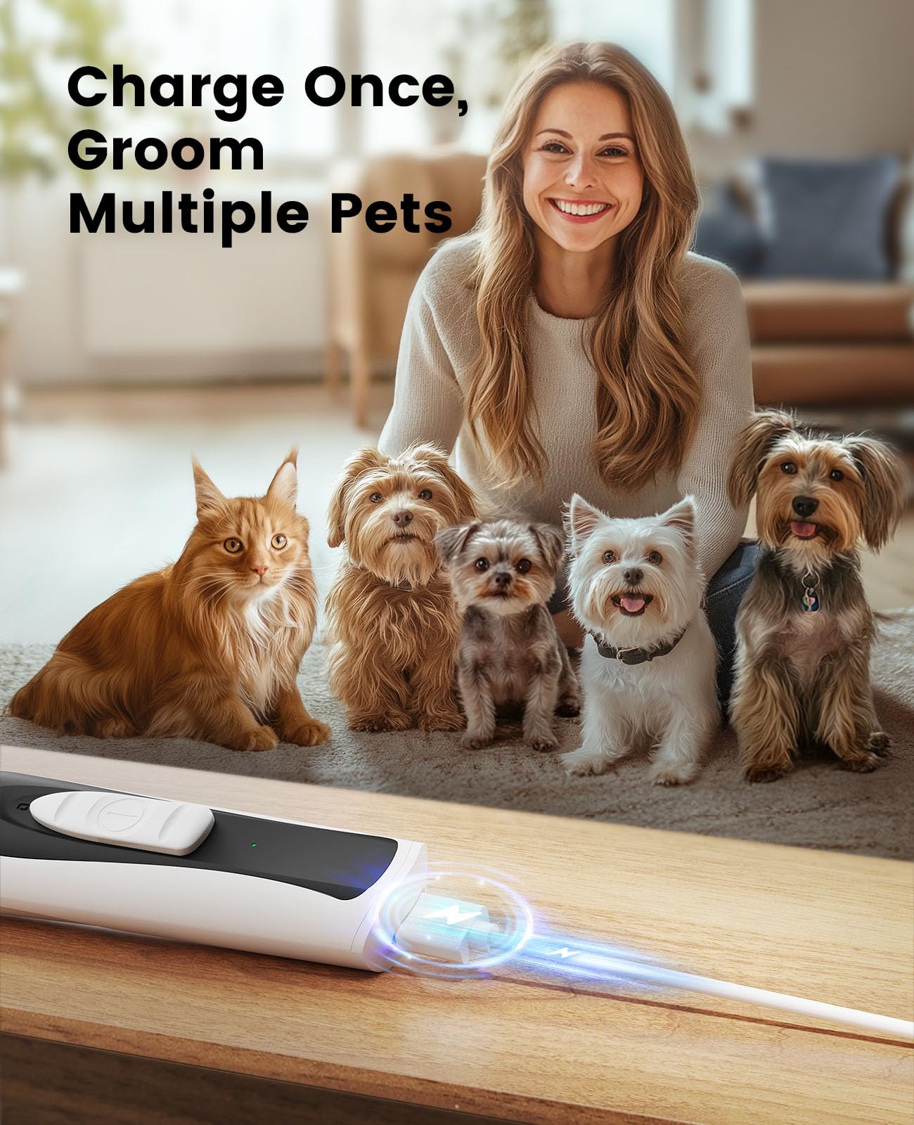oneisall USB charging cord included for cordless grooming on the go