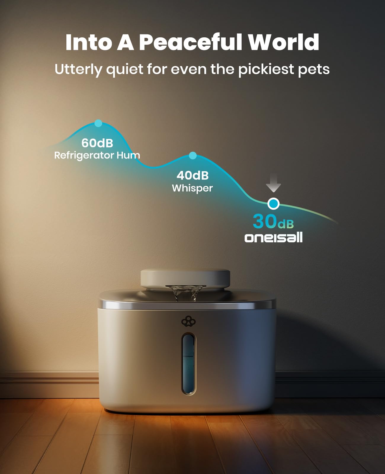 oneisall wireless cat water fountain filters help keep water clean for pets
