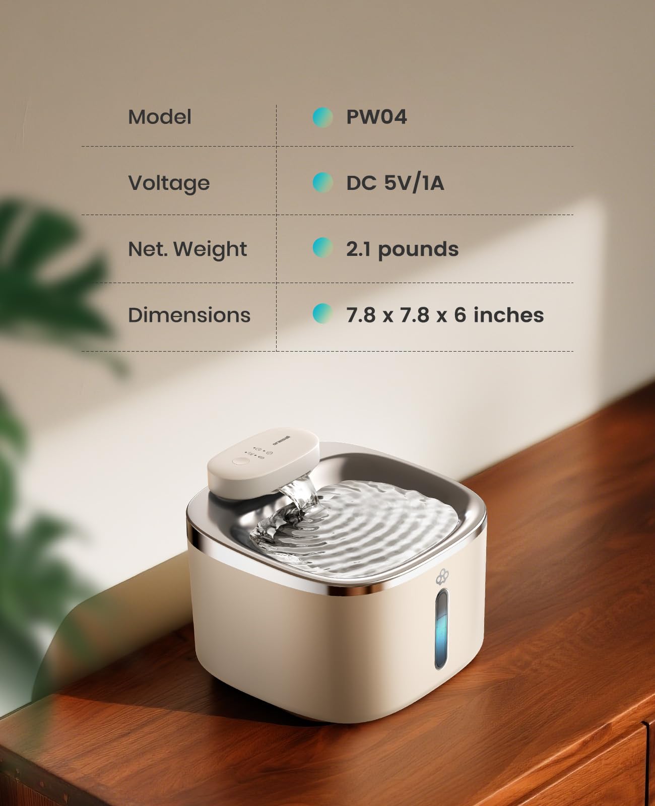 oneisall wireless cat water fountain water level window helps monitor hydration