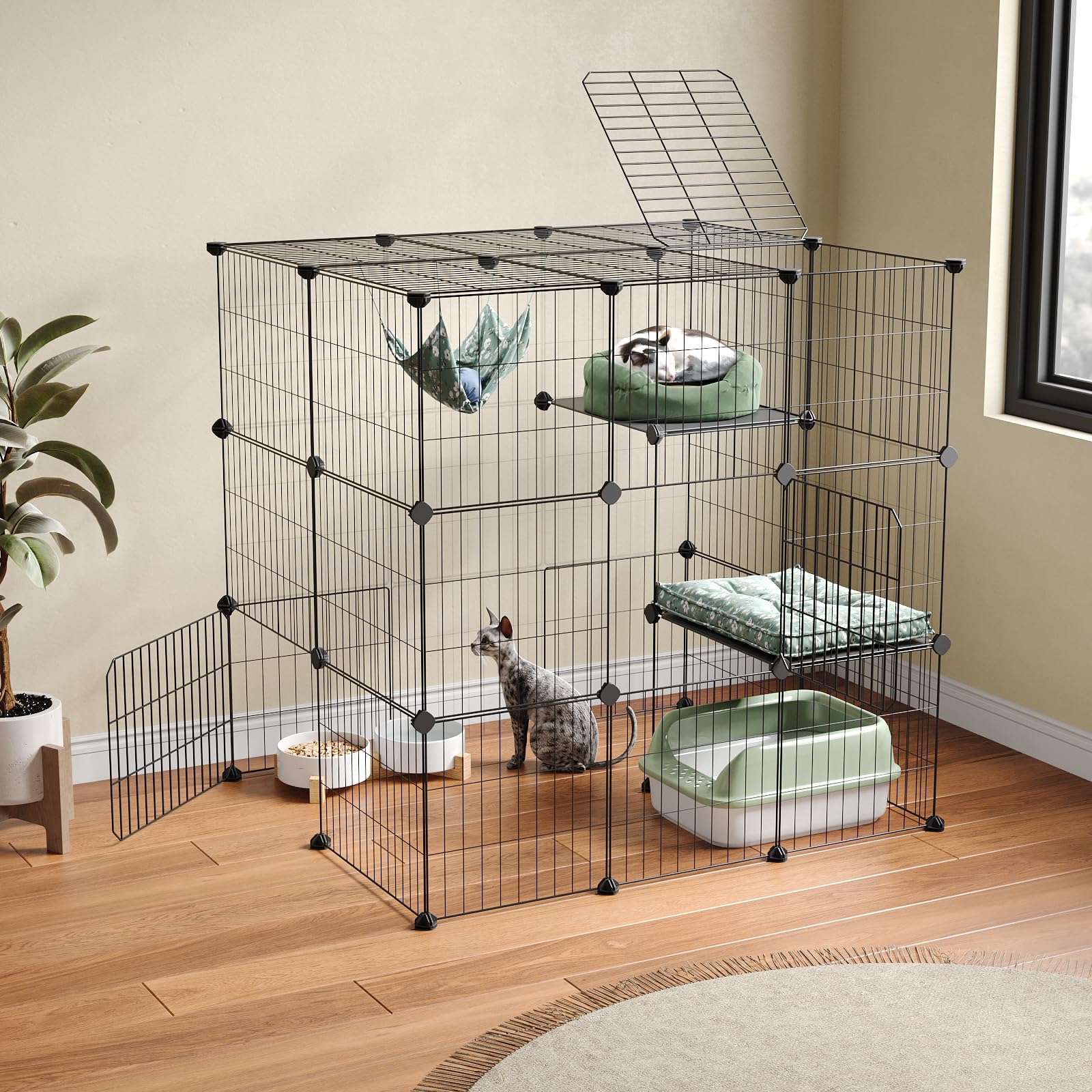 Oneluck 3-Tier Cat Catio assembly highlights sturdy frame and easy setup.