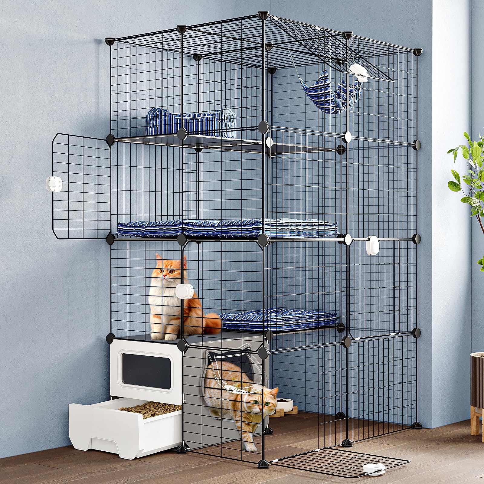 Oneluck cat cage easy assembly with video guide helps setup in minutes