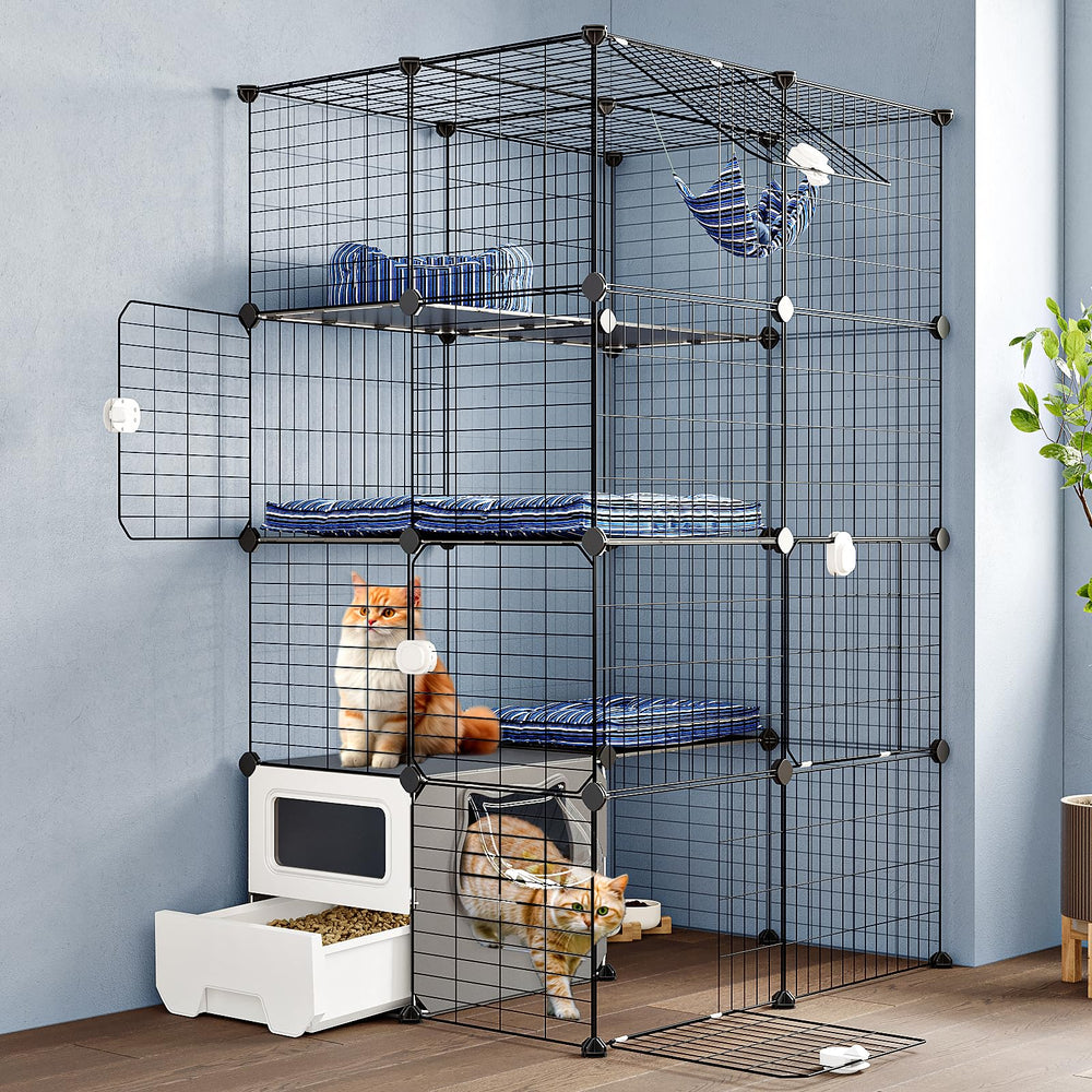 Oneluck cat cage easy assembly with video guide helps setup in minutes