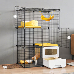 Oneluck cat cage indoor with litter box area for tidy kitten routine