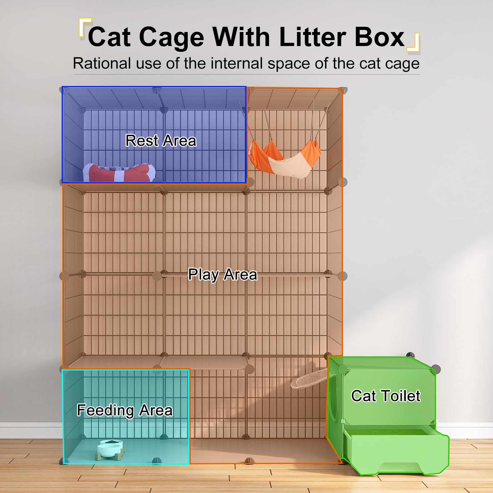 Oneluck cat cage large playpen space for one or two cats.