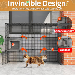 Oneluck cat playpen interior showing a 3-tier layout and four platforms for climbing.