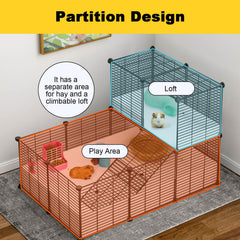Oneluck Guinea Pig Cage dual-level ramps enable climbing between spaces.