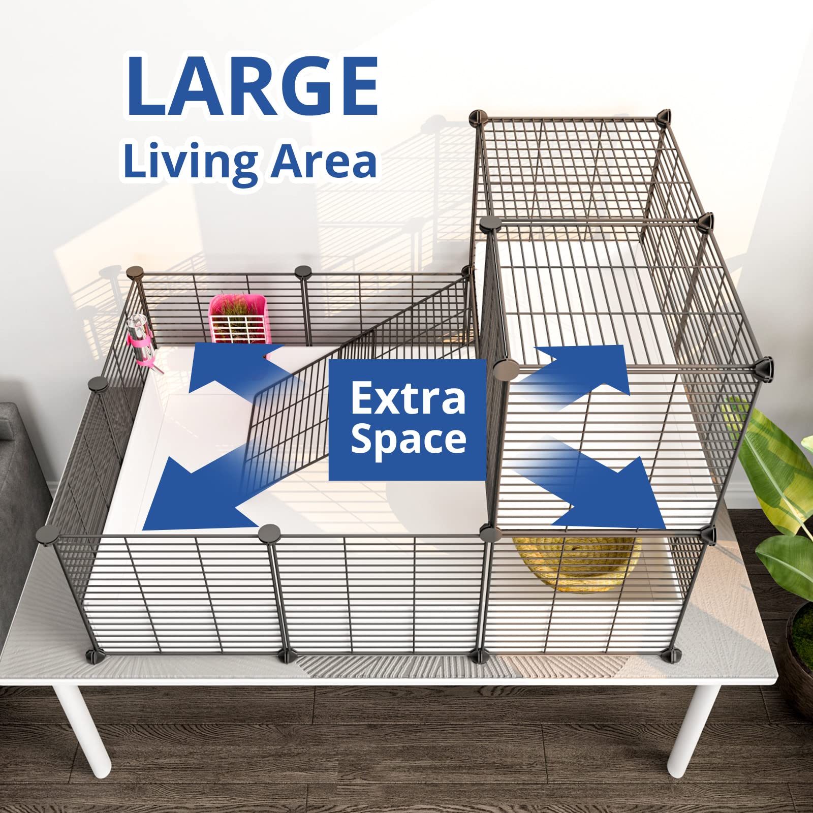 Oneluck Guinea Pig Cage indoor habitat provides separated spaces for pets.