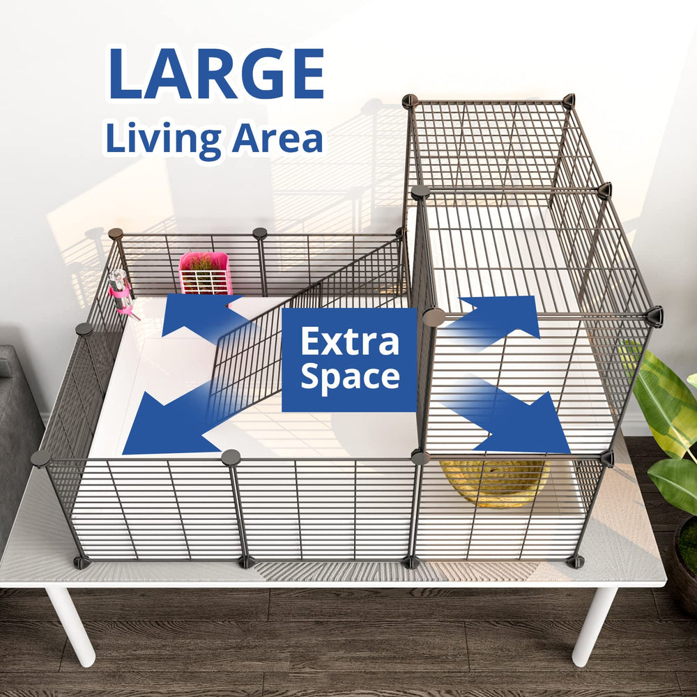 Oneluck Guinea Pig Cage indoor habitat provides separated spaces for pets.