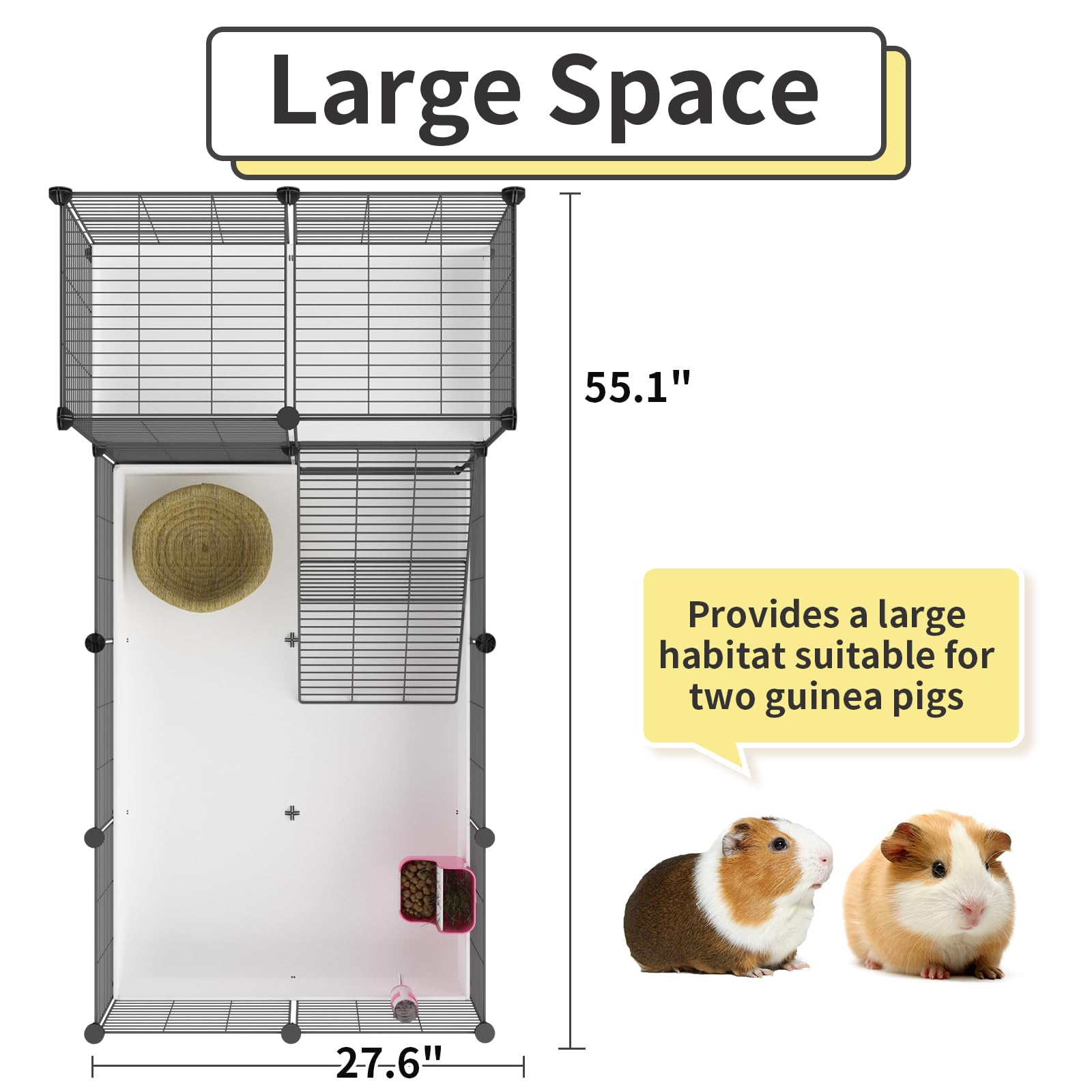 Oneluck large guinea pig habitat offering roomy living space and better movement