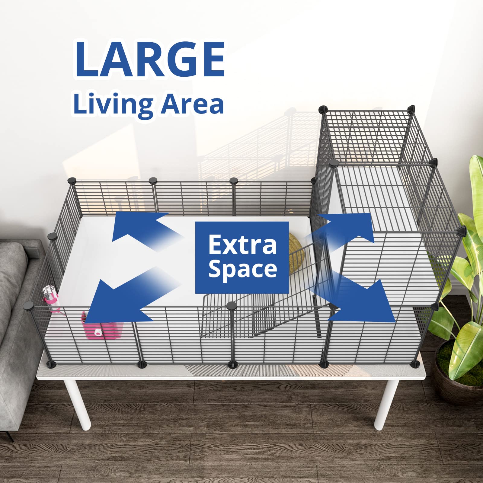 Oneluck guinea pig cage loft with ramp for easy access between levels