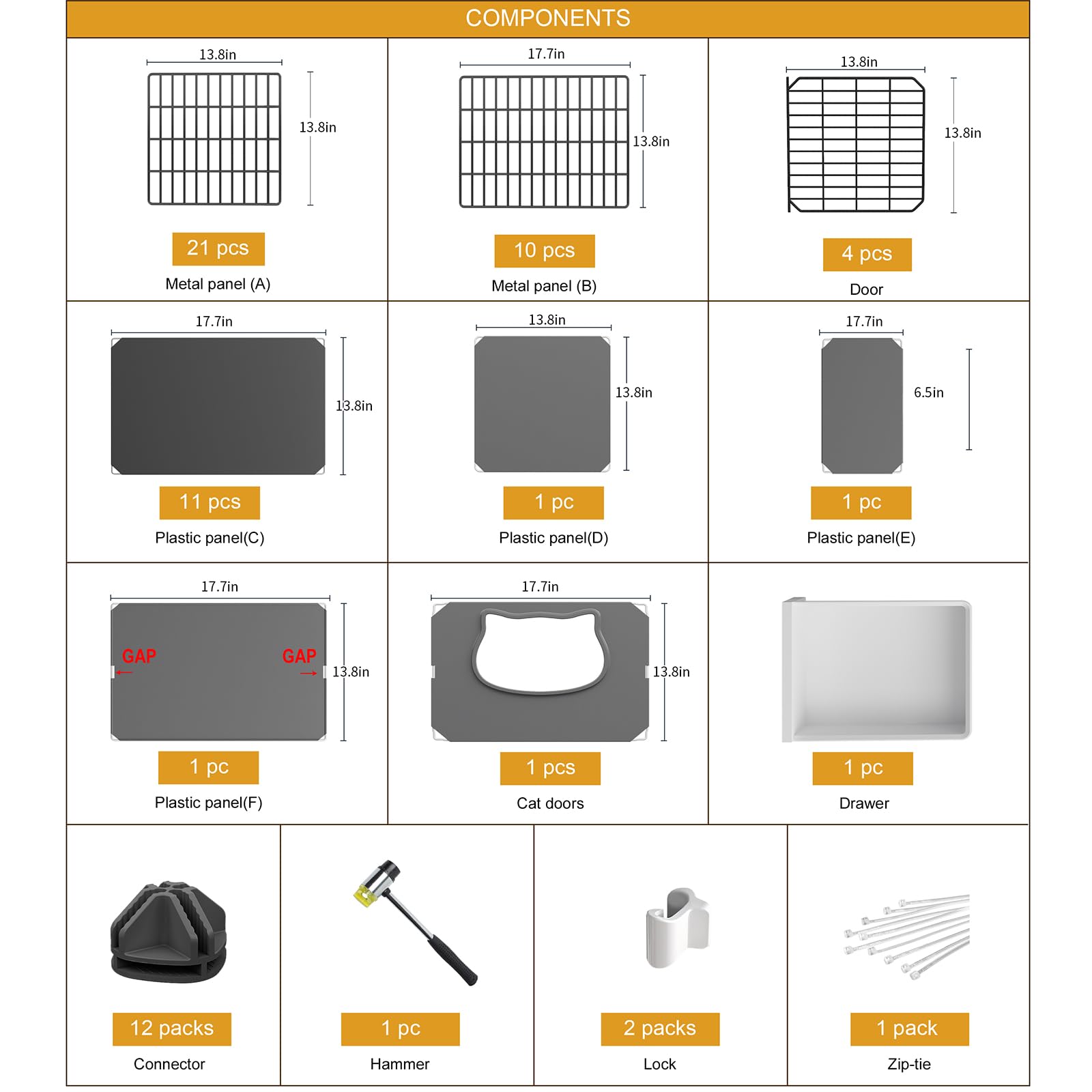 Easy assembly of Oneluck large cat cage in about 10 minutes.