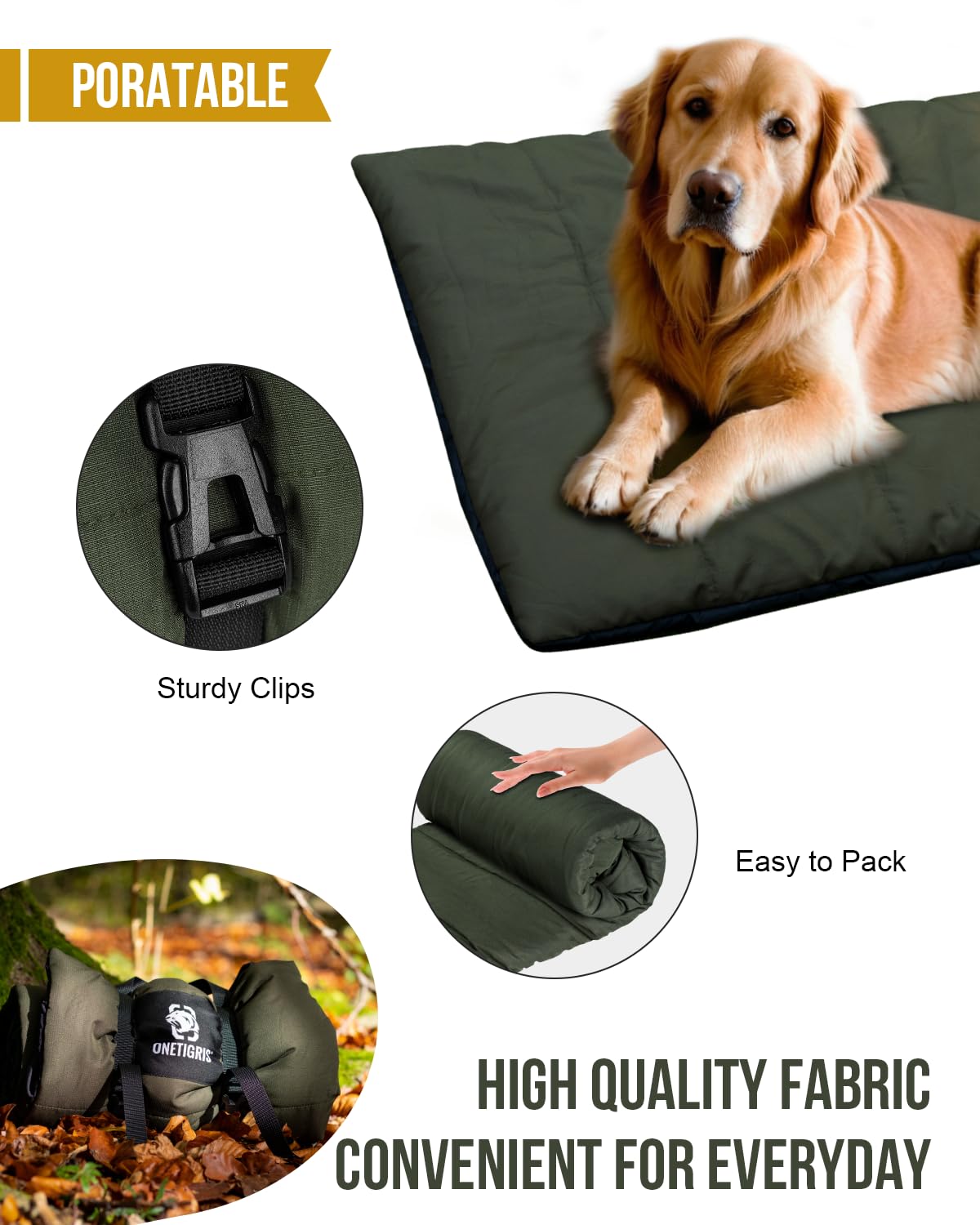 ONETIGRIS large dog bed insulation protects pets from cold floors.