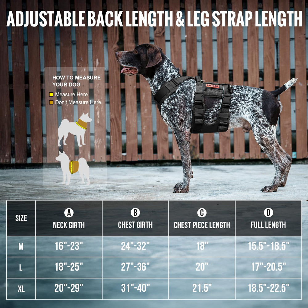 OneTigris breathable dog lift harness side profile with handles for assisted movement