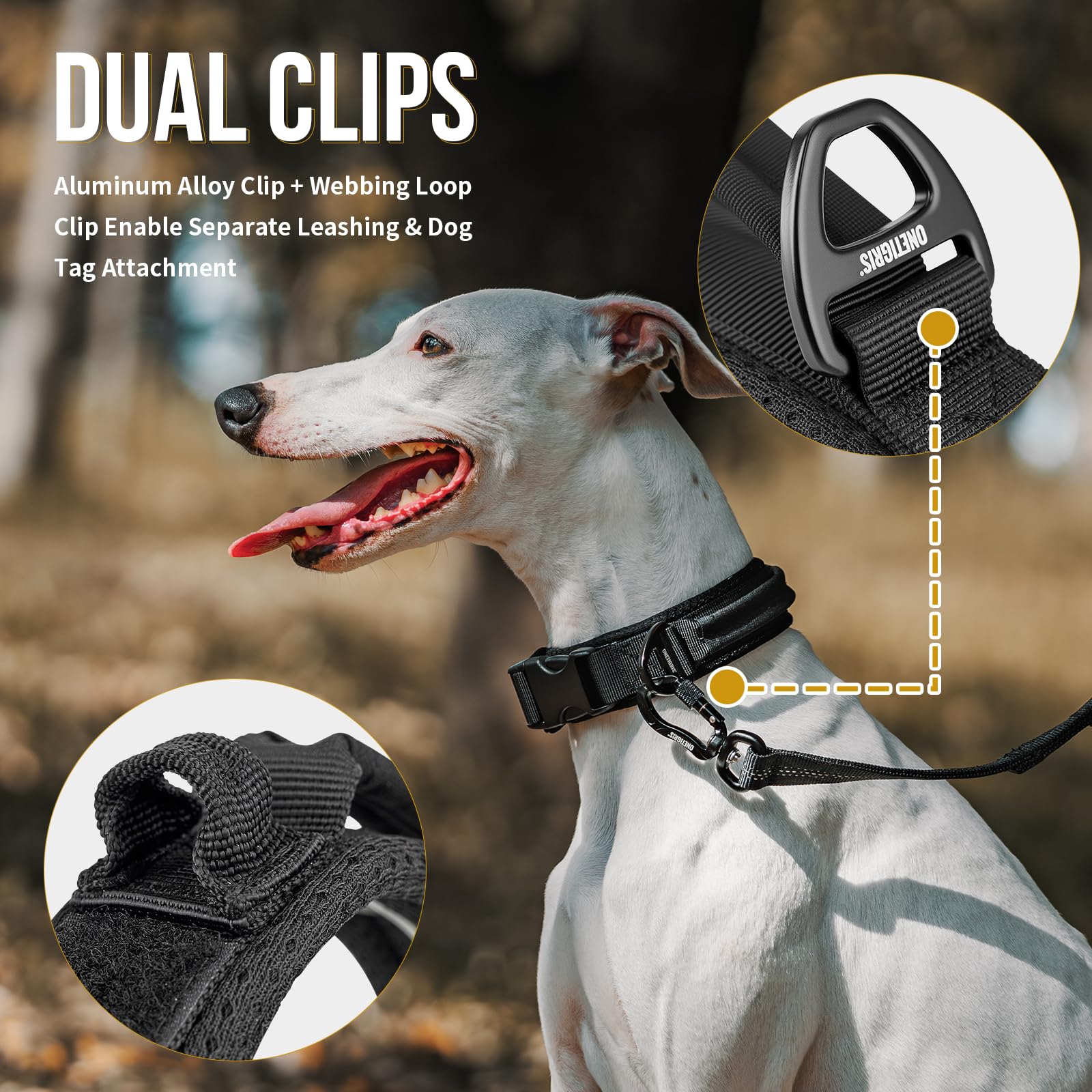 OneTigris control handle on dog collar enables quick guidance amid crowds