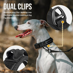 OneTigris control handle on dog collar enables quick guidance amid crowds