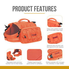 OneTigris Mammoth dog backpack hidden zipper design prevents hair snag during outdoor adventures.