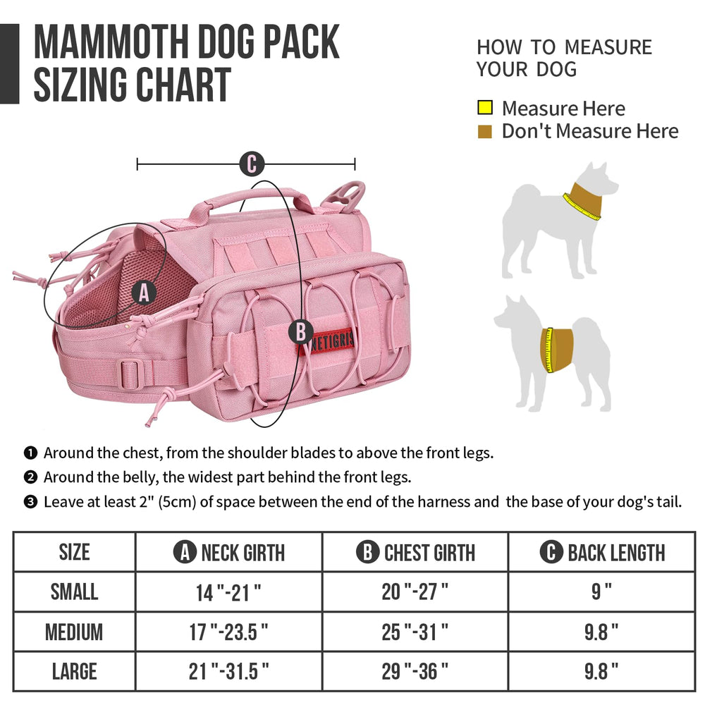 ONETIGRIS Mammoth nylon dog backpack with breathable mesh liner enhances comfort on longer walks.