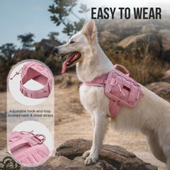 ONETIGRIS umbrella pocket on dog backpack for extra gear during weather changes.