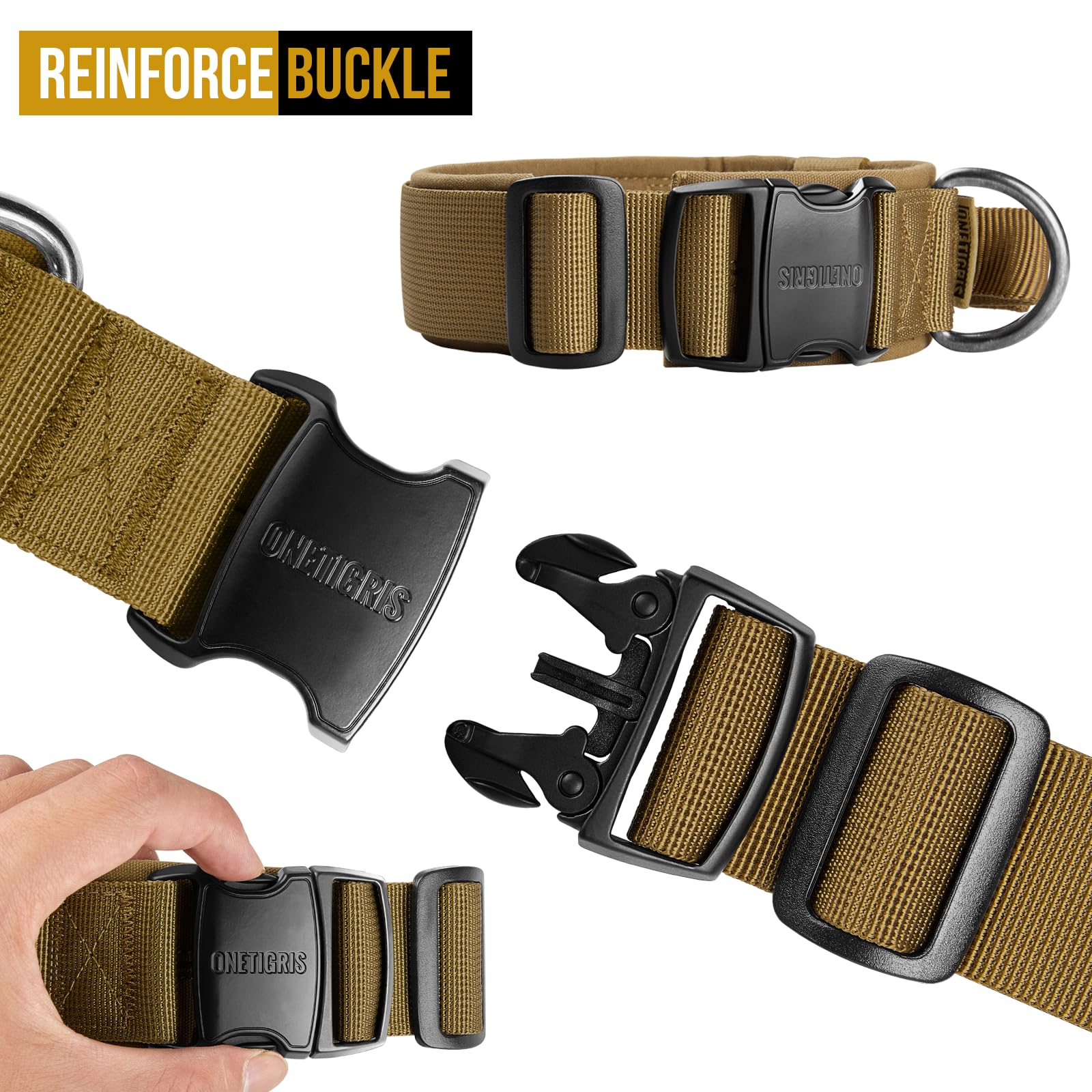 OneTigris dog collar with handle during training session for control