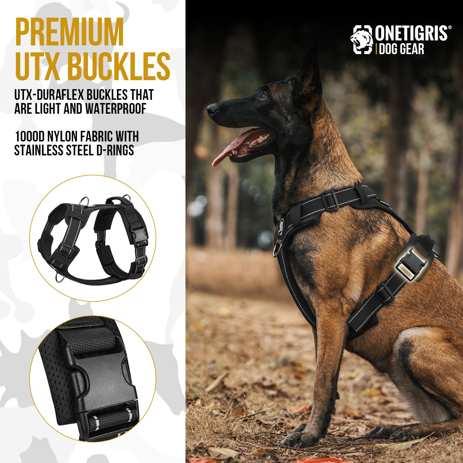 OneTigris reflective threading image highlights nighttime visibility for safe outings.