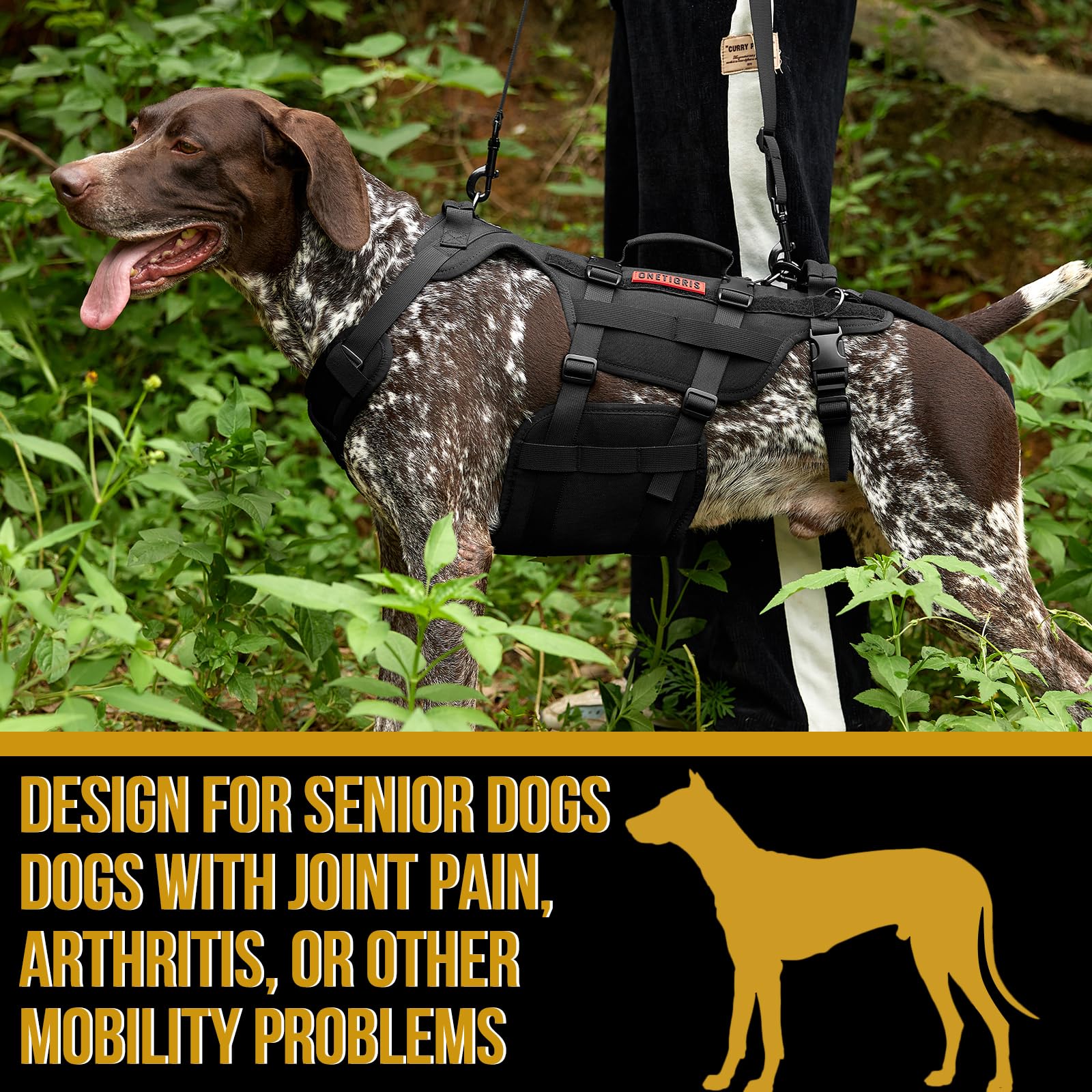 OneTigris dog lift harness adjustable straps customize fit across sizes and dog shapes.