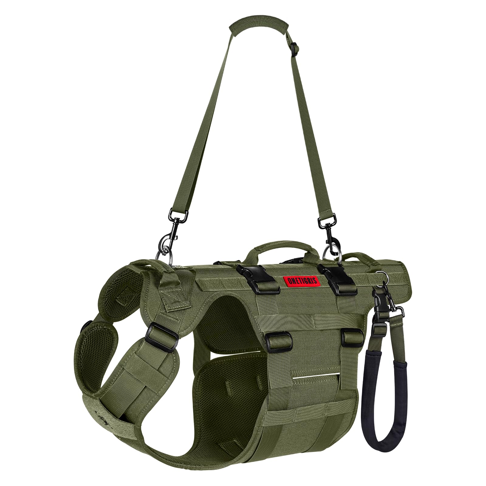ONETIGRIS Dog Lift Harness front view with secure chest piece for balanced lifting support.