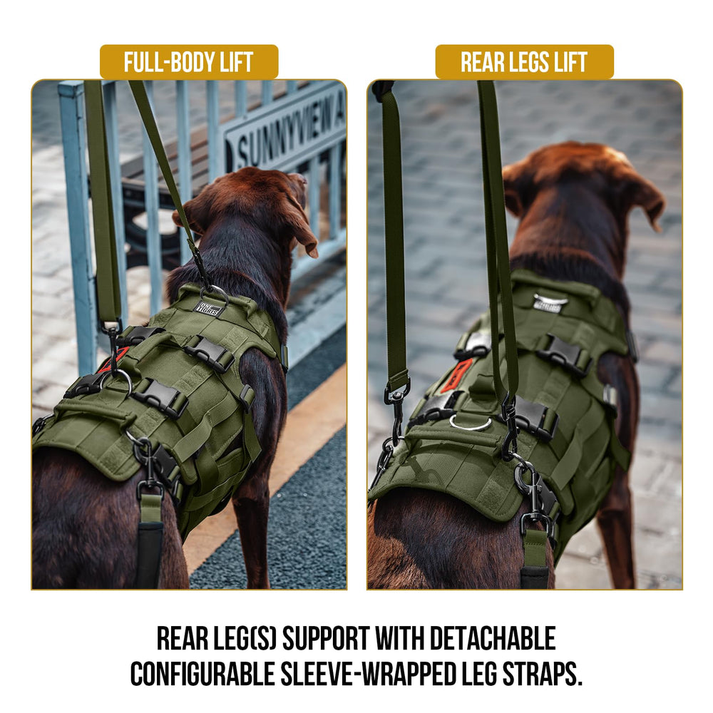 ONETIGRIS Dog Lift Harness side view demonstrates adjustable straps for a snug, customizable fit.
