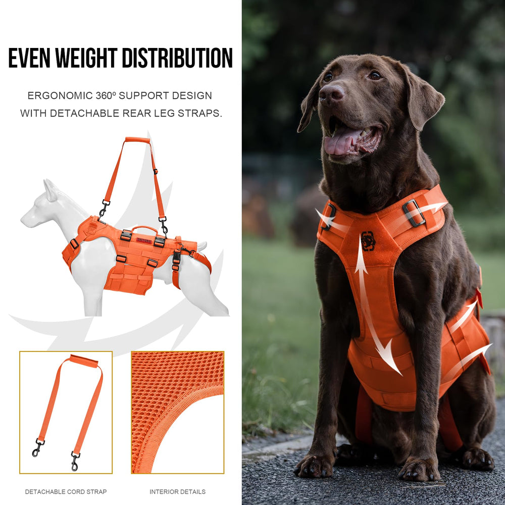 OneTigris dog lift harness stainless hardware highlights durability and easy adjustments.