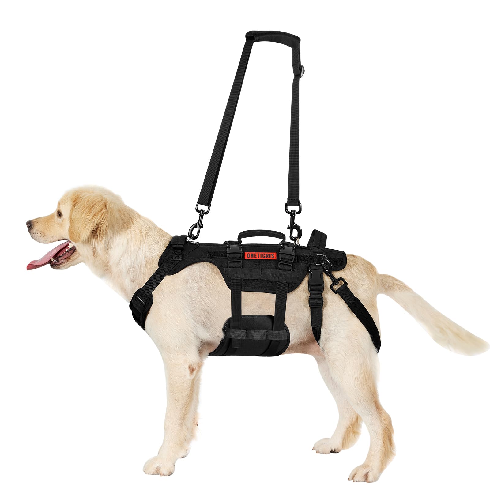 OneTigris dog lift harness utility strap supports as shoulder sling or harness lifting strap.